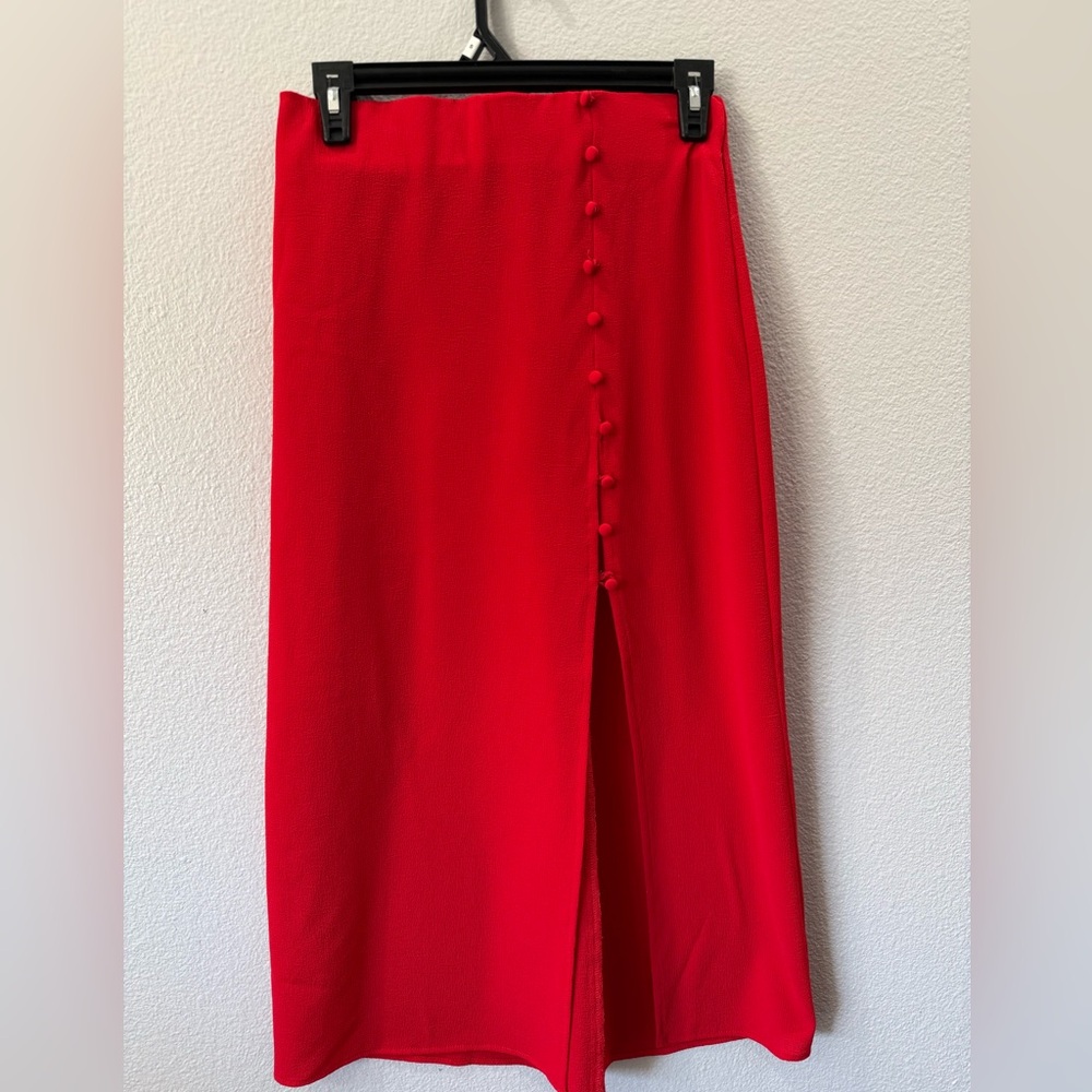 Show Me Your Mumu Red High Slit Midi Skirt SizeSmall - Picture 2 of 9